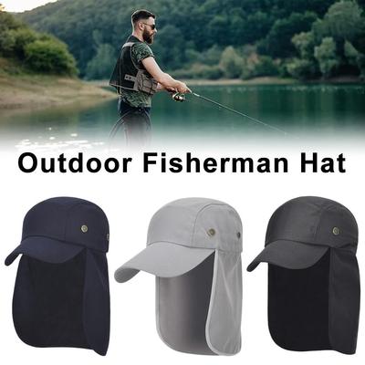Outdoor Fisherman Hat Wide Brim Bucket Hat With Neck Uv Fishing Adjustable Anti Cap Outdoor Hik S0O2