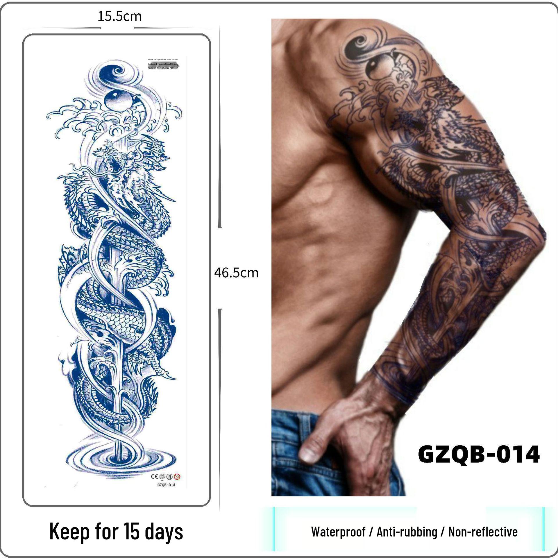 Herbal Juice Semi-Permanent Large Flower Waterproof Tattoo Sticker 46.5x15.5 cm