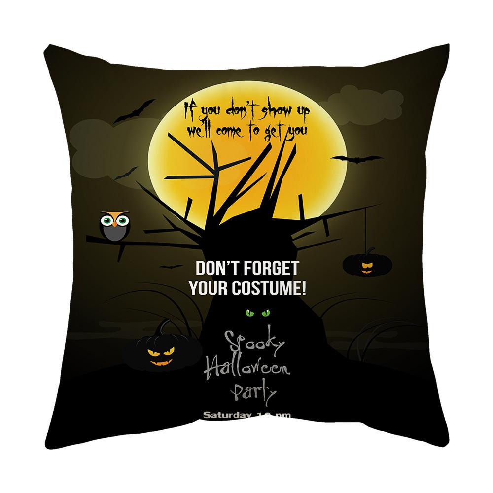 Halloween Cartoon Backrest Sofa Pillow Case Pillow Case Decoration Peach Skin Pillow Cushion Nordic Living Room