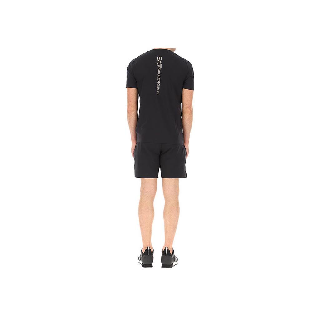 Emporio Armani EA7 Estampado de Letras con Logo Cuello Redondo Manga Corta Conjunto Deportivo Casual Conjuntos para Hombre Negro 8NPV01-PN2CZ-1200