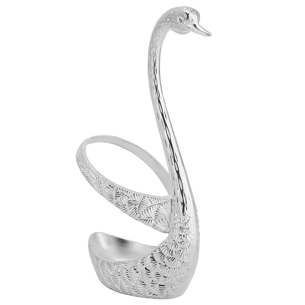 Stainless Steel Spoon Tableware Kit with Zinc Alloy Swan Shape Holder Storage OrganizerSilver