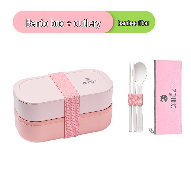 Microwaveable Japanese Double-Layer Bento Box - Portable, Sealed & Divided for Office Workers