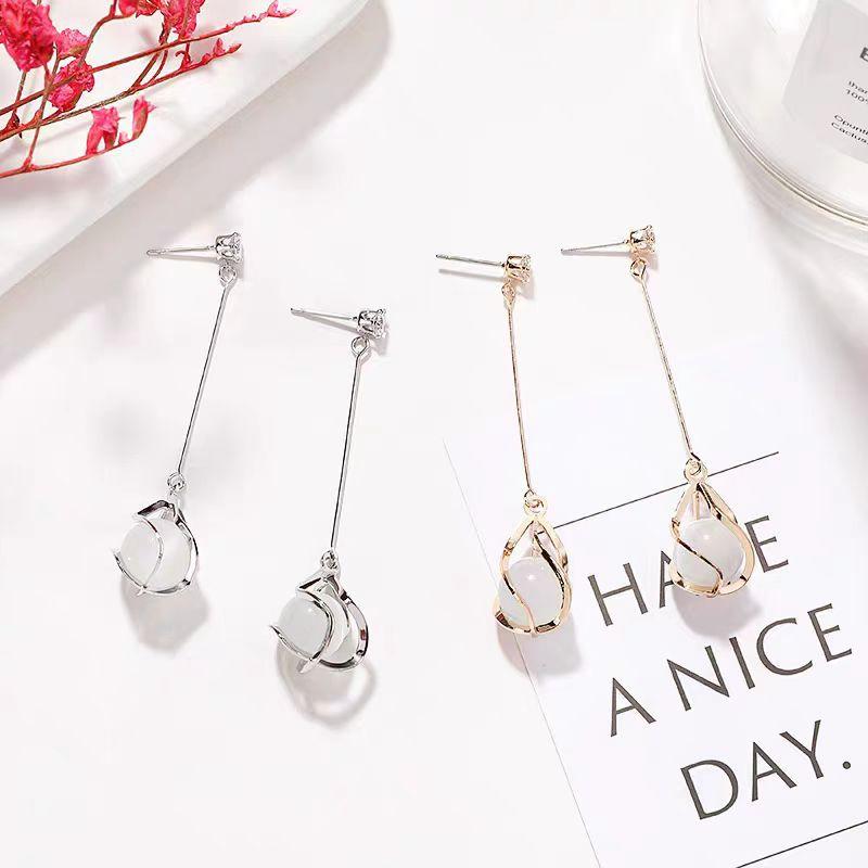 Diamond-set Love Opal Stud Earrings Design High-end Summer Earrings Niche Light Luxury High-end Versatile Earrings Jewelry