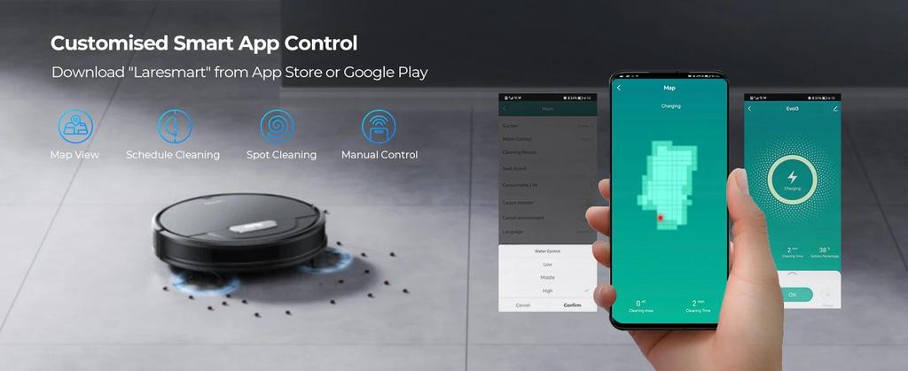 New Laresar Evol 3 Robot Vacuum 4500Pa Suction Sweeping Robots Multifunctional Intelligent Sweeping Robot with Auto Carpet Boost