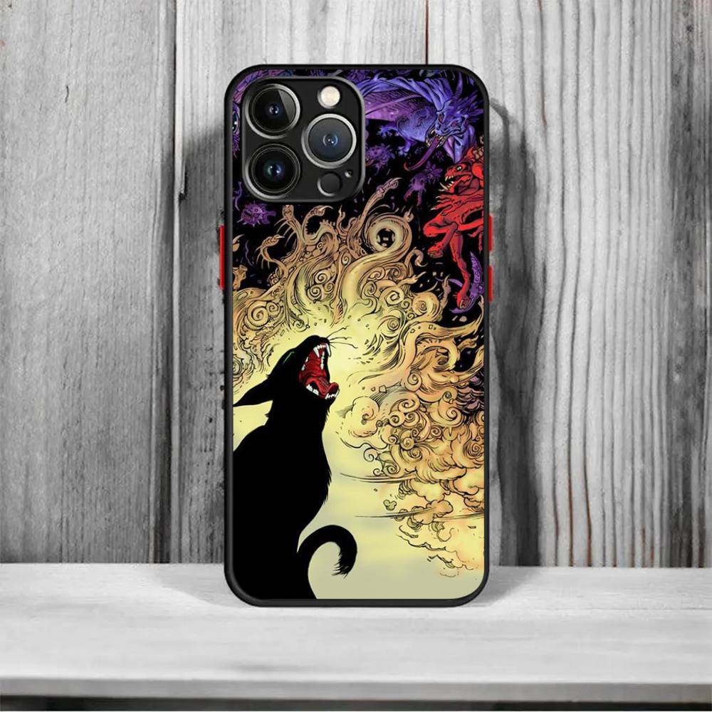 Dark Funny Monster Cat Matte Cover For iPhone 16 15 14 11 12 13 Mini Pro Max X XR XS MAX Phone Case shockproof