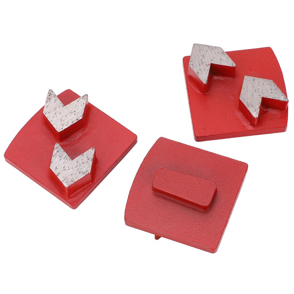 3Pcs Diamond Grinding Shoes Dovetail Concrete Aggreesive Cutting 2 Arrow Teeth Red 30#