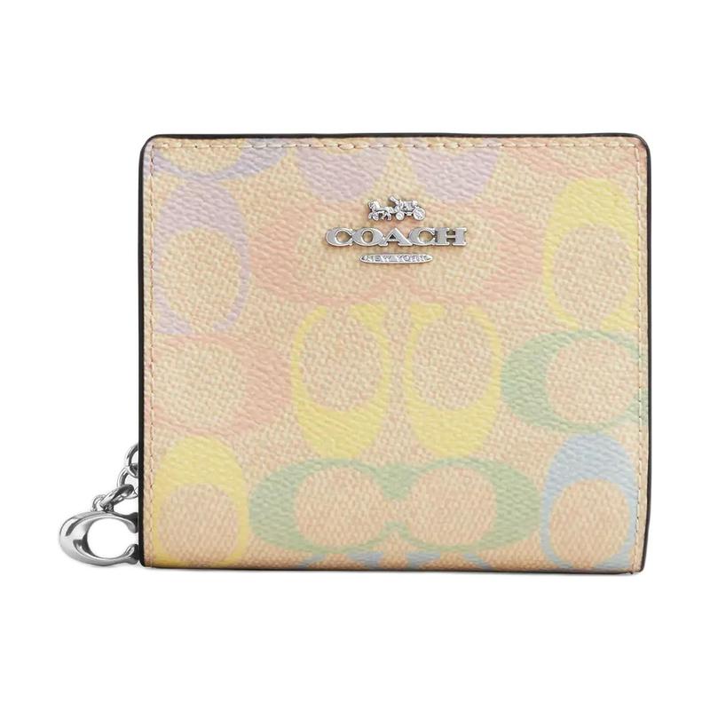 COACH Snap Wallet 9 Snap Switch ID Window Coated Canvas Wallet Women s Multicolor multicolor коричневый