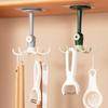 Kitchen 360 degrees  Rotated Hooks Punching Free Six Claw Hook Storage Rack for Cooking Accessories Cabinet Bathroom