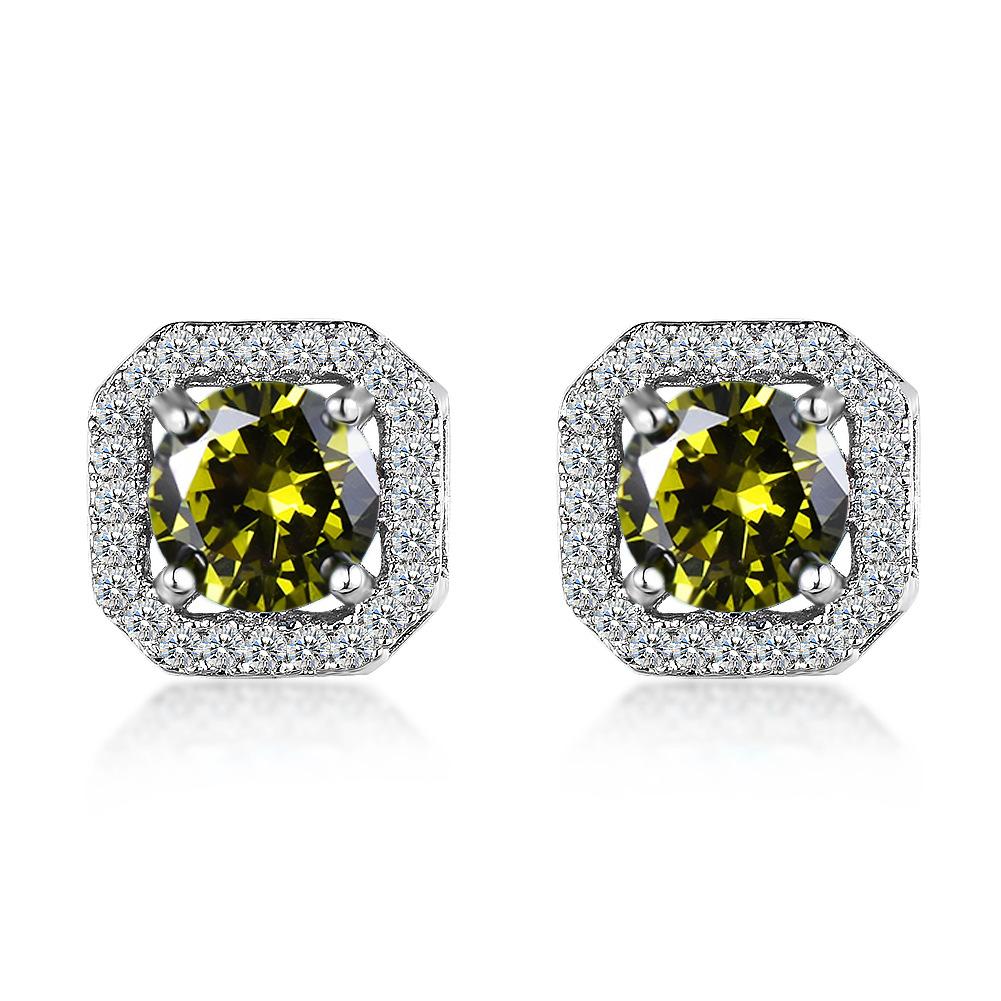 Square Zircon White Womens Earrings of High Quality