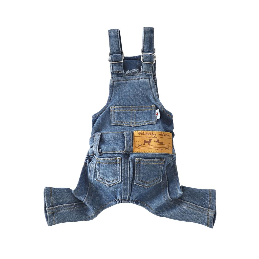 Salopette di Denim Leggere e Traspiranti per Cani con Spallacci Regolabili, Tessuto Morbido Lavato, Stile Casual, Abbigliamento per Animali Domestici Adatto per Primavera e Autunno