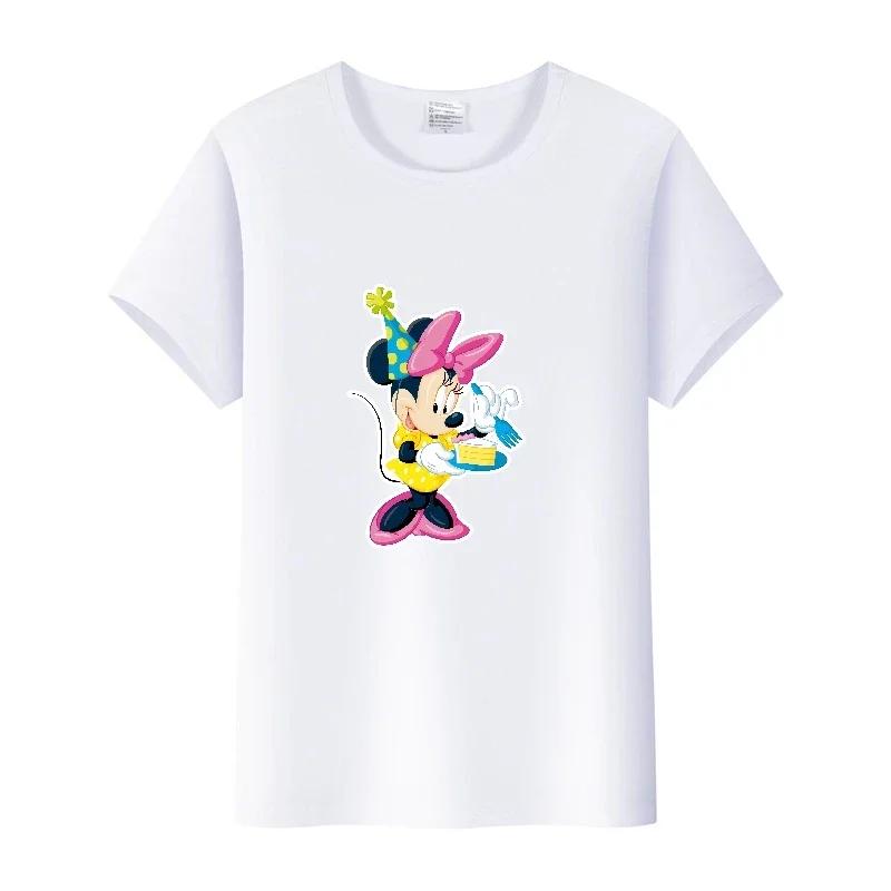 Fashion Summer Blouses T-shirt White 2000s Tees Cartoon Minnie Tshirt Mickey Mouse Tops Graphic Clothes Unisex