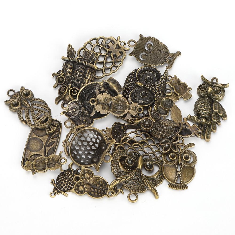 24 stuks Gemengde Modellen Uil Sieraden Accessoires Legering Vogel Bedels Dier Hangers Sieraden Maken