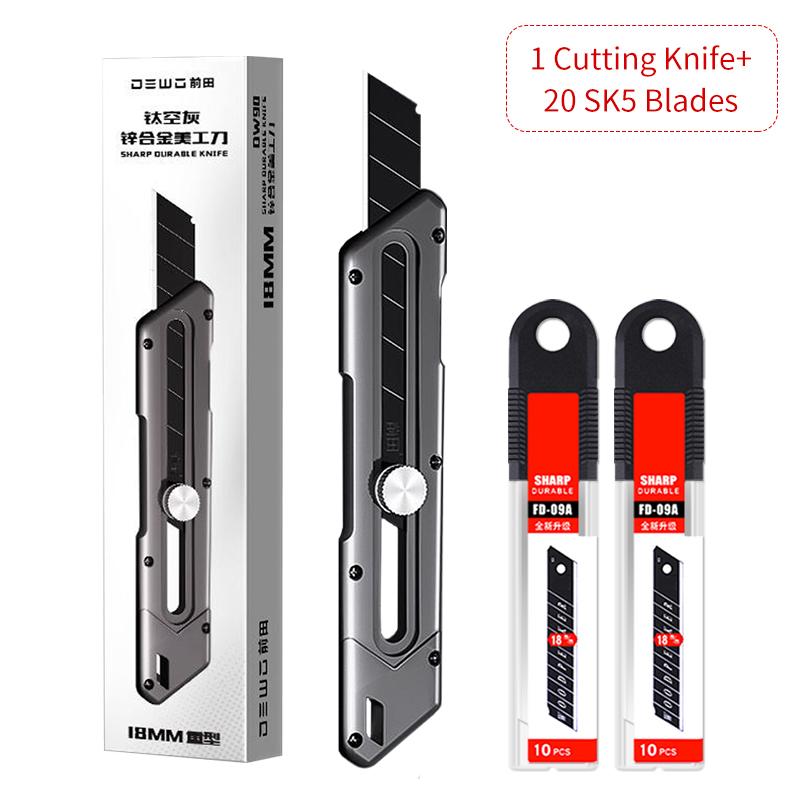 Heavy Duty Metal Steel Utility Knife Multi-Purpose Box Cutter Black Blades Warehouse Household Cutting Tool Cardboard