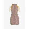 Spring and Summer Women's Dress Fashion Hanging Neck Sexy Crystal Tassel Hip Sequins Dress Midi Evening Gowns