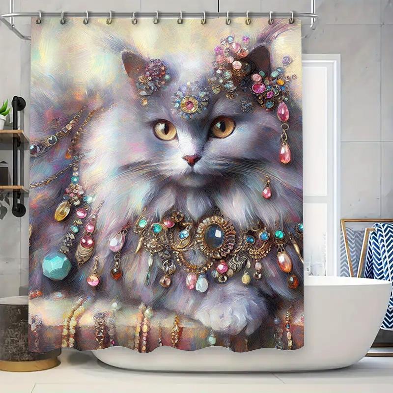 

Bright Colorful Shower Curtain with Floral Pattern Decorative Bath Liner for Home Bathroom Accessories (Blue, Yellow, Pink) 90x180cm