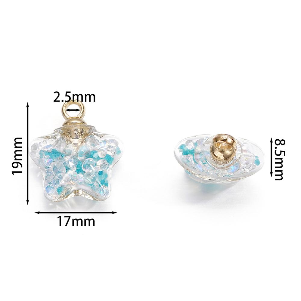 10Pcs 17x19mm Luminous Quicksand Beads Five-pointed Star Charms Pendants Ornaments for Necklace Earrings DIY Jewelry Making