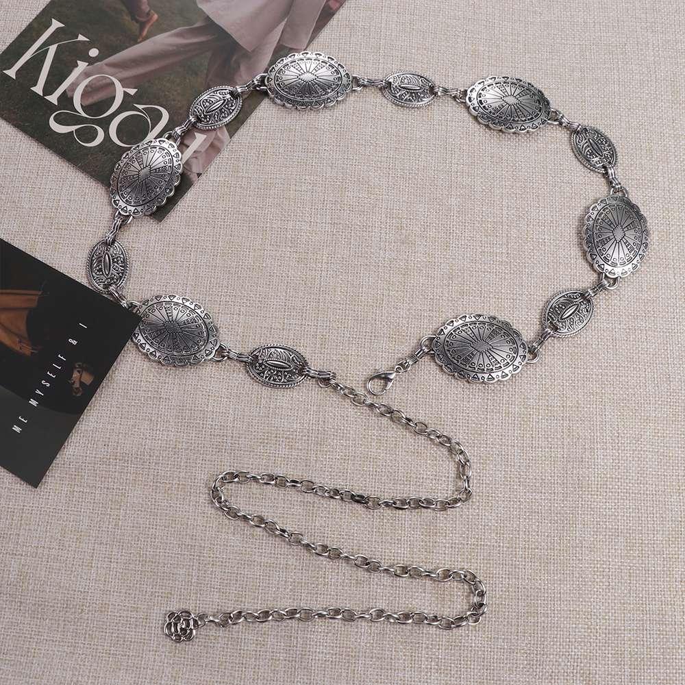 Silver Belt Waist Chain Carving Metal Body Chain Summer   Beach Accessories