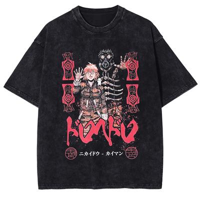 Vintage Manga Dorohedoro Print T-shirt Korte Mouw Casual T-shirts Tops Katoen Mannen Vrouwen Kleding Gothic Gewassen T-shirt