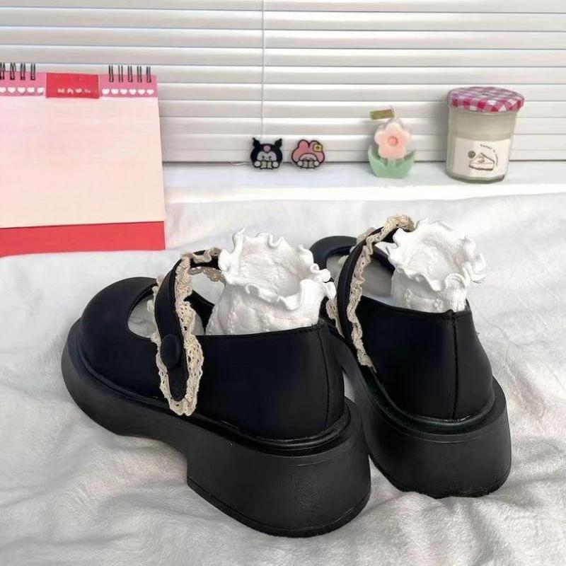 Gotické Kawaii Dámské Boty na Podpatku Kulatá Špička Dámské Lodičky Mary Jane Vysoké Podpatky Roztomilá Platforma Japonský Styl Lolita Obuv