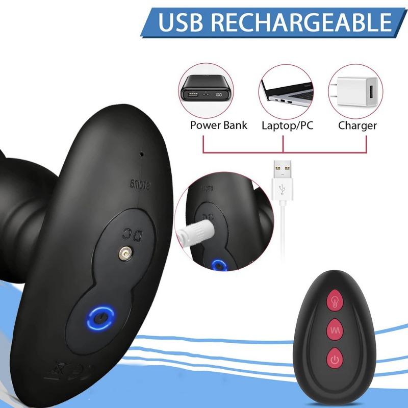 Automatischer großer aufblasbarer Anal-Butt-Plug-Dildo, männlicher Anal-Prostata-Massagegerät, vibrierendes Anal-Sexspielzeug für Erwachsene, Männer und Frauen