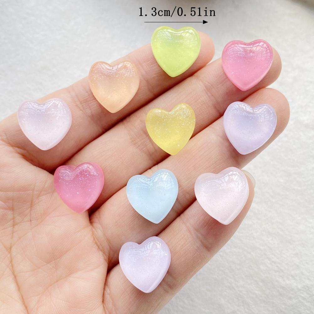 30 pièces Résine Pailletée Colorée Mini Mignon Forme de Cœur Art des Ongles Plat Strass Applique DIY Décoration Scrapbooking Mariage Artisanat