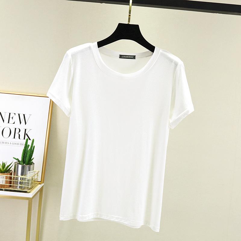Women's Plus Size Round Neck Short Sleeve T-Shirt - Summer Solid Color Versatile Inner/Outer Layer