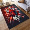 Chicago Bulls Logo mit feurigem Basketball-Thema Rutschfester Teppich geeignet für Wohnzimmer- und Schlafzimmer-Sofas