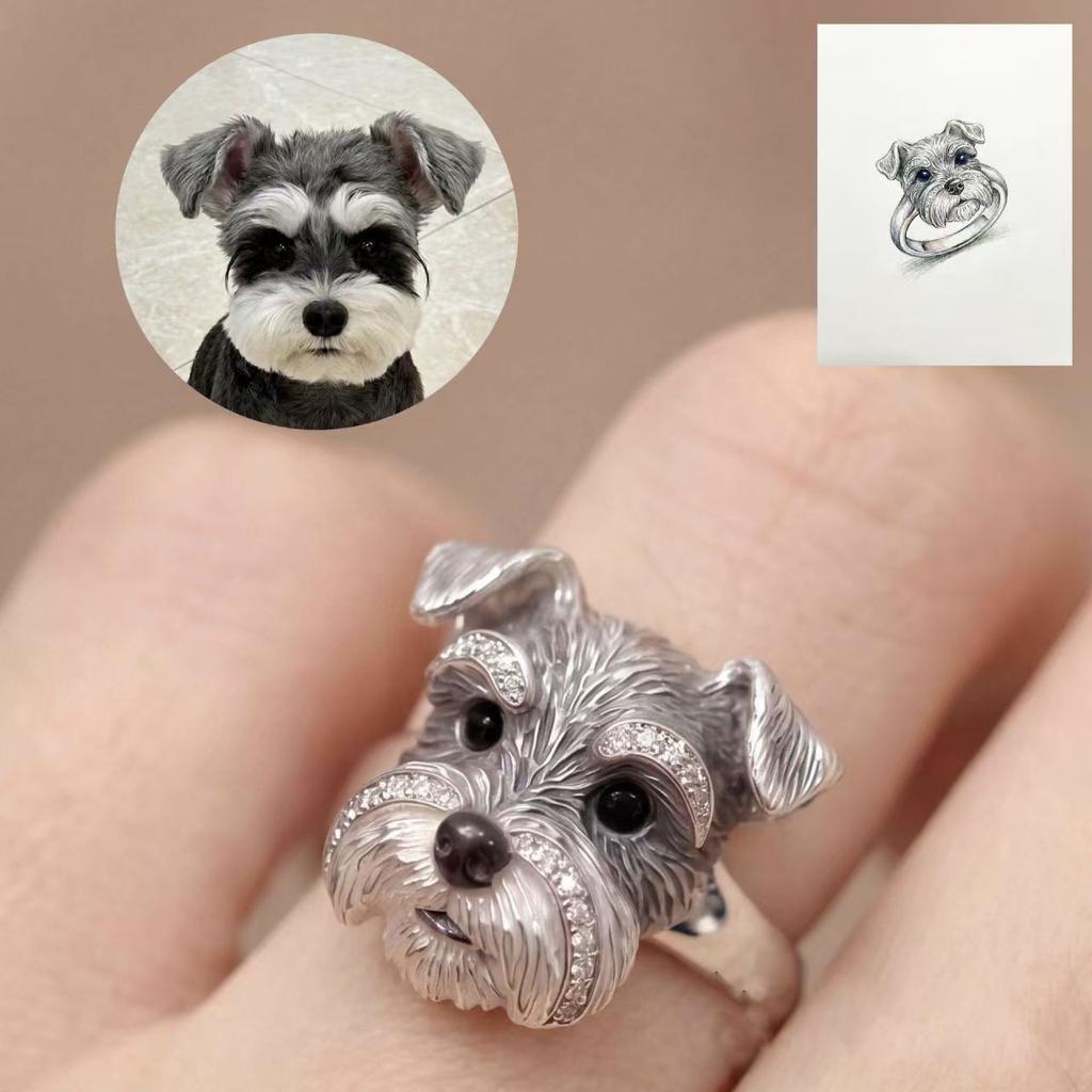 [süßer Haustierplanet] süßer Haustierhund Haustier Avatar Ring dreidimensionale Form exquisites einzigartiges Persönlichkeits-Gedenkring