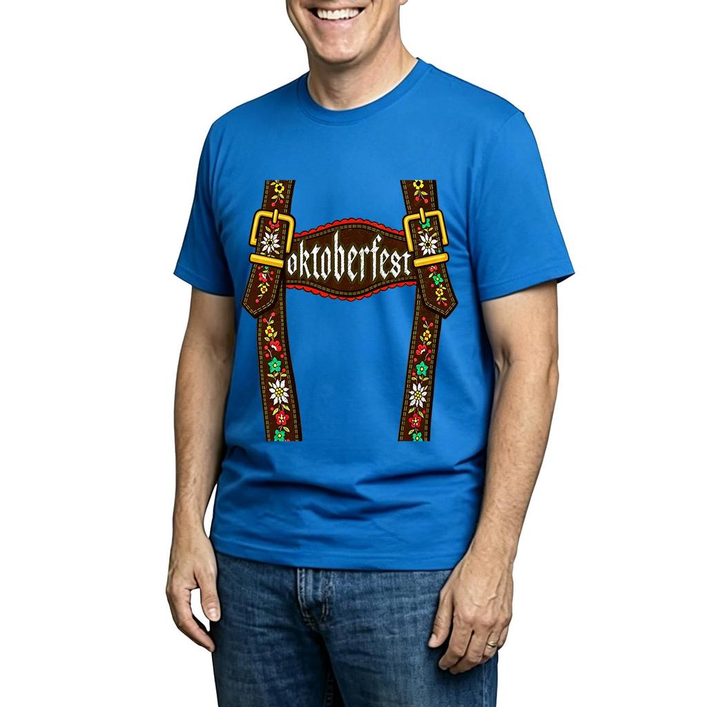 Men's Casual Printed Neck Short Sleeve T-Shirt, Lightweight and Breathable