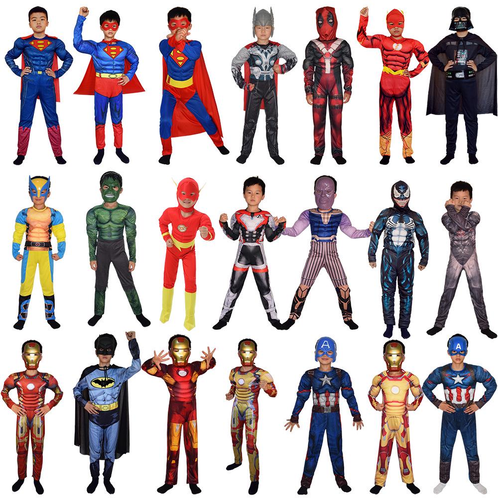 Avengers Wolverine Thor Deadpool Captain America Kids Superhero Muscle Suit Costume