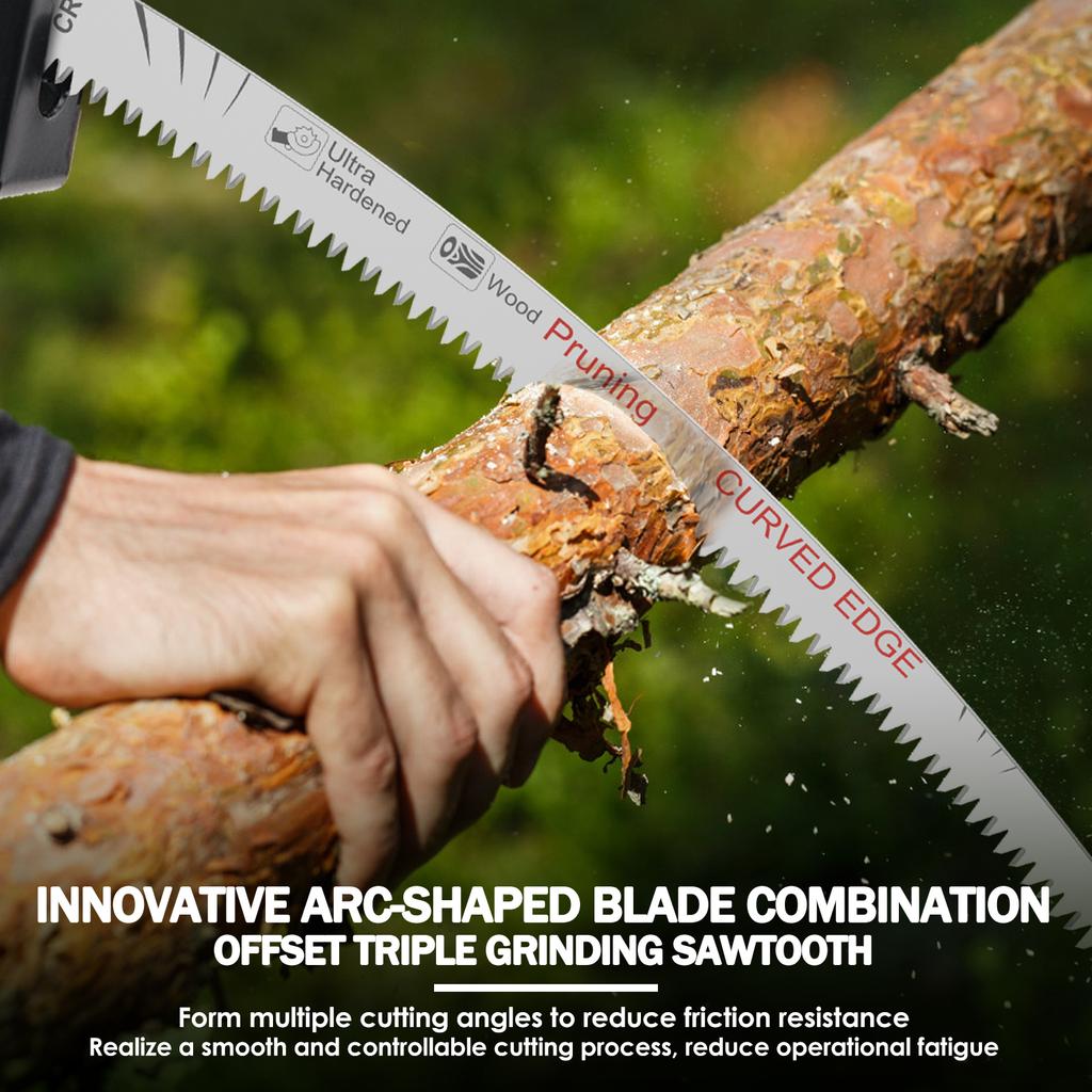 3/6Pcs Arc Edge Reciprocating Saw Blade 6TPI 14.4 Inch Chrome Vanadium Steel Wood Pruning Saw Blade for Cutting Wet and Dry Wood