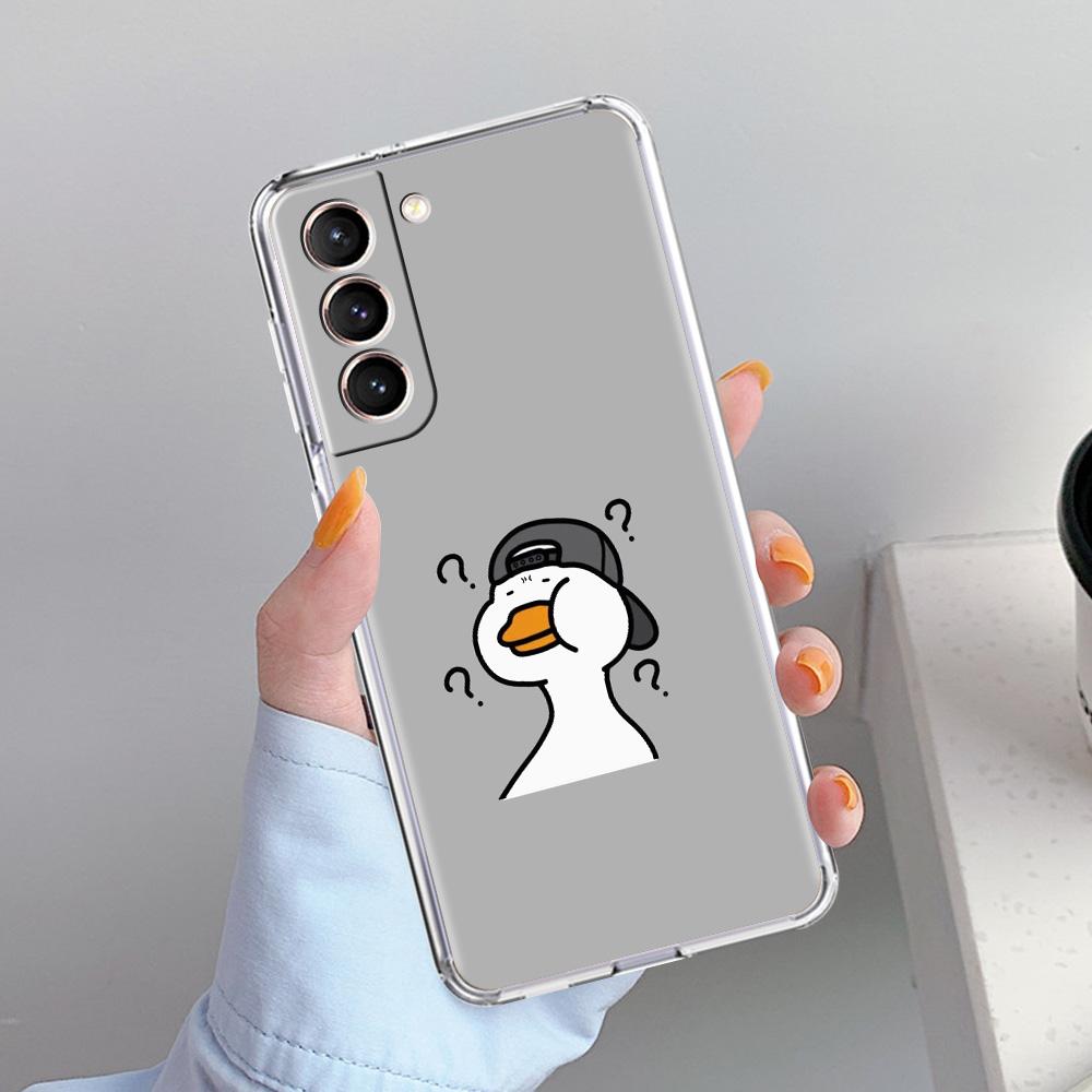 Phone Case For Samsung Galaxy S26 S25 S24 S23 S22 Ultra S20 S21 FE 5G Plus Soft Clear Cover Funny Cute Duck Fashion Couple