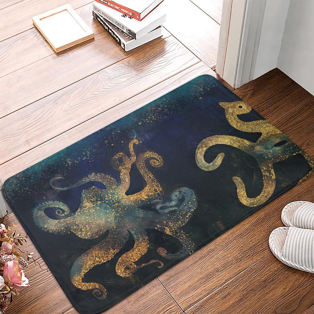 Home Art Kraken Ocean Theme Red Giant Octopus Tentacles In The Oceans Oil Painting Door Mats Kitchen Floor Bath Entrance Rug Mat