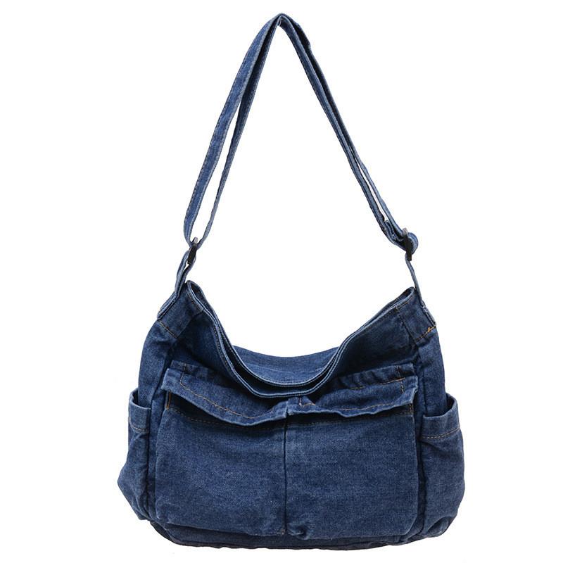 Trendy Denim Casual Shoulder Bag For Kids Unisex Stylish Outdoor Travel Use
