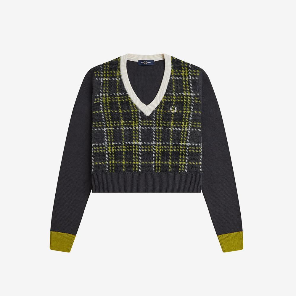 Fred Perry [Womens] Tartan Panel Knit - Anchor Grey Afpf2531152-297