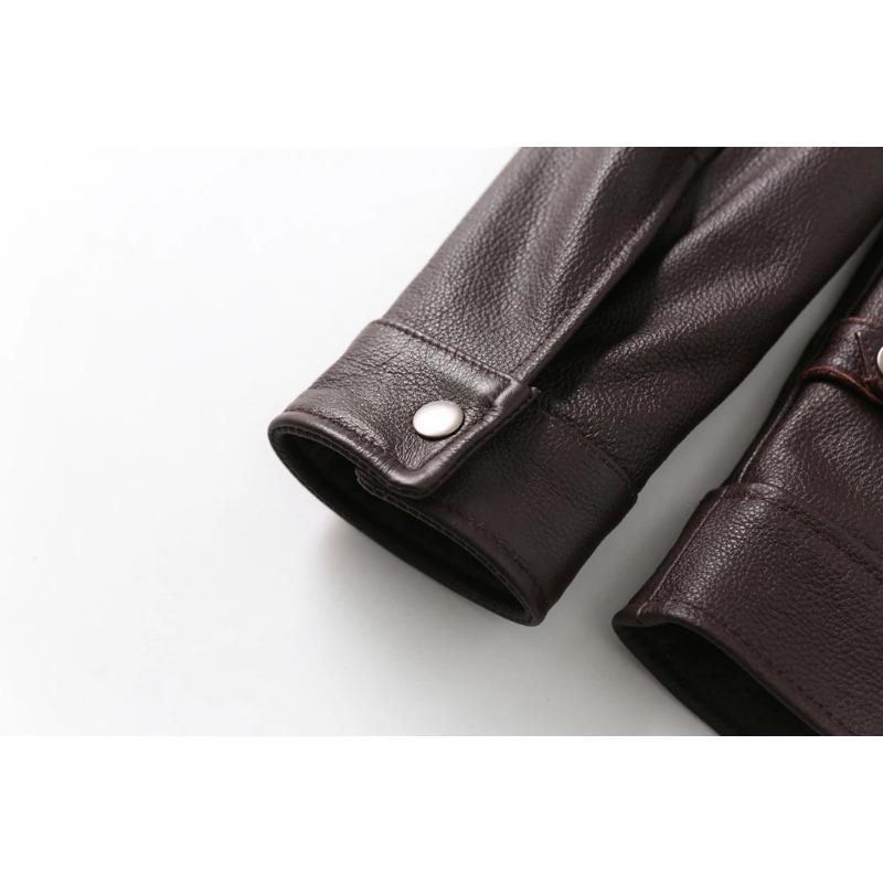 Chinese Size Men Leather Jacket 100% Real Cowhide Black Brown Men's Genuine Leather Coat Male Skin Clothing Autumn Spring Asian Size M601