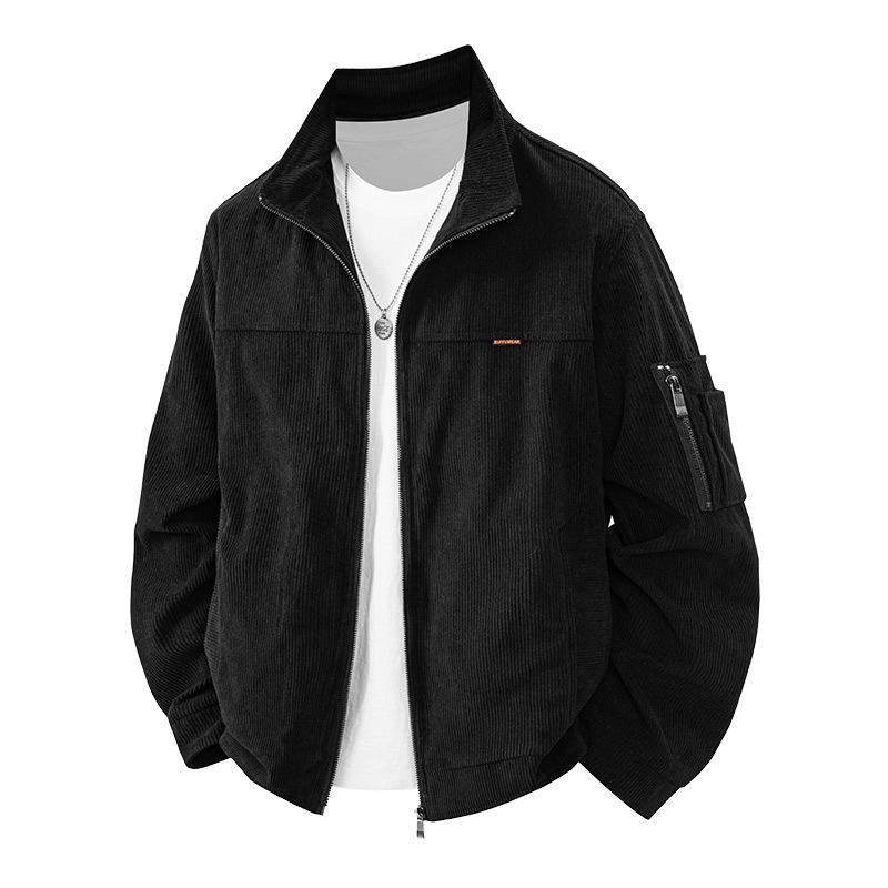 

Вельветовая куртка мужская куртка осень и зима новая стойка воротник мужская одежда повседневная свободная трендовая одежда 6XL чёрный