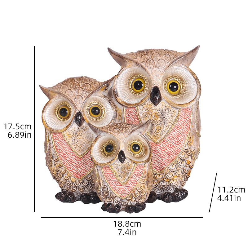 Owl Family Statue Luxury Resin Animal Sculpture for Home Decor, Suitable for Bedroom, Living Room, Study, or Desk