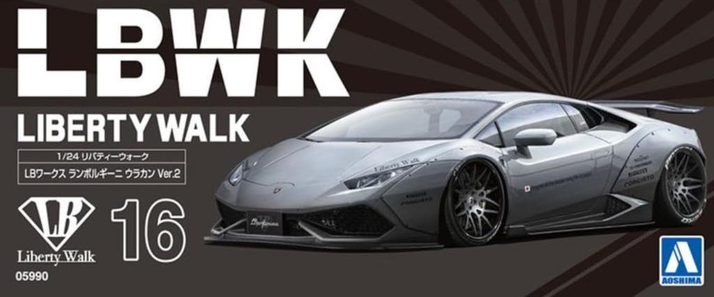 Modèle réduit en plastique Lamborghini Huracan AOSHIMA Liberty Walk Series LB Works 1/24 n° 16 Ver.2