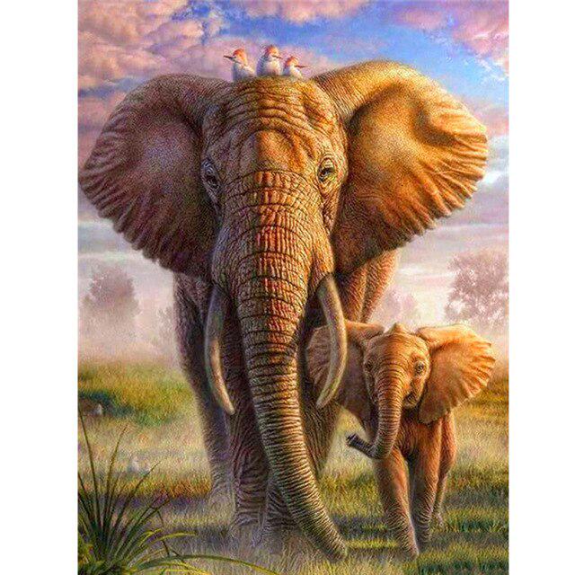 5D Diamond Painting Elefante - Kit Fai Da Te 30x40cm Per Adulti E Bambini - Tela HD Con Diamanti Rotondi