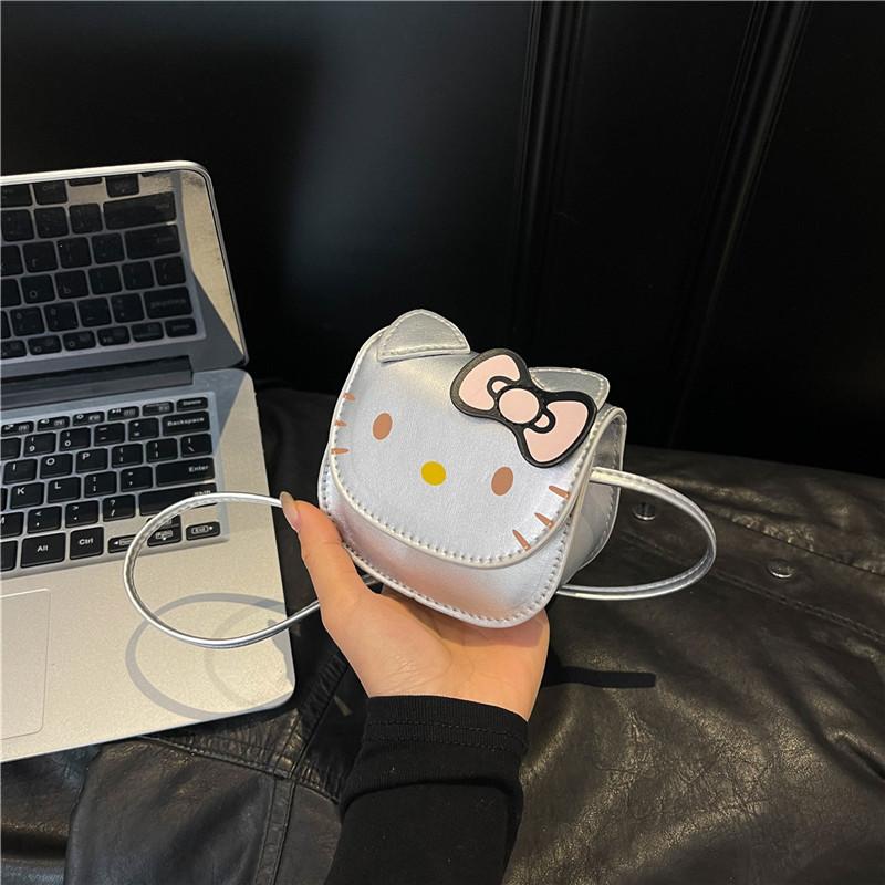 Hello Kitty Mini Bag for Girls Cute Cartoon Cat Shoulder Crossbody Bag Small Square Coin Purse KTB