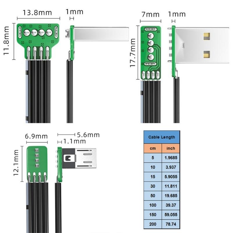 Right Angle USB 2.0 to USB 5Pin Cable Fast Charging Cable 480Mbps Transfer Speed Flexible Silicone Cord for Phone