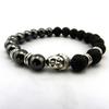Men's 8mm Lava Stone & Black Gall Stone Beaded Religious Bracelet for Yoga.