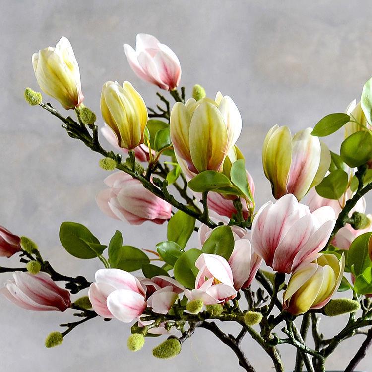 Realistic Magnolia Faux Flower Decor for Living Room or Dining Table