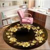 Golden Rose Wreath Design round carpet Chair cushion Round Entryway Rug, Soft Round Rugs for Living Room, Bedroom, Circle Carpet decor gifts
