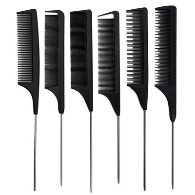 Neuer schwarzer Rattenschwanz-Haarkamm, professioneller Friseursalon-Haarschnittkamm, mit Edelstahlspitzen versehener Haarkamm, Kopfpflege-Styling-Tools