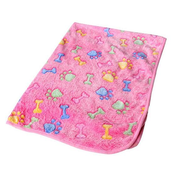 Soft Comfortable Pet Blanket Fleece Portable Paw Bone Printed Dog Cat Bed Cushion for Home