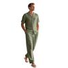 Men's Linen Beach Casual Set: Short Sleeve Shirt & Long Pants Summer Collection