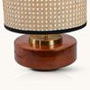 Table Lamp for Bedroom, Living Room Wooden Base Bedside Night Lamp E27 Holder Easy Assembly, Rattan Fabric Shade Gift 35.56 Cm