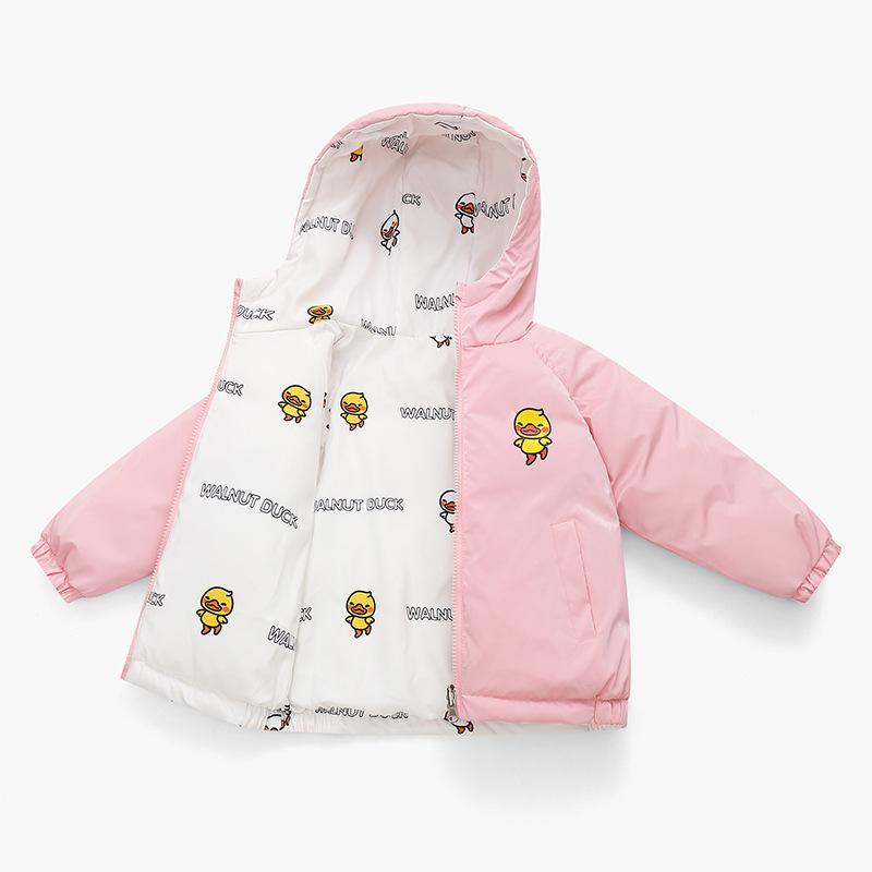 

New children s winter warm lightweight fashion versatile padded comfortable thickened warm hooded cotton jacket 120cm розовый
